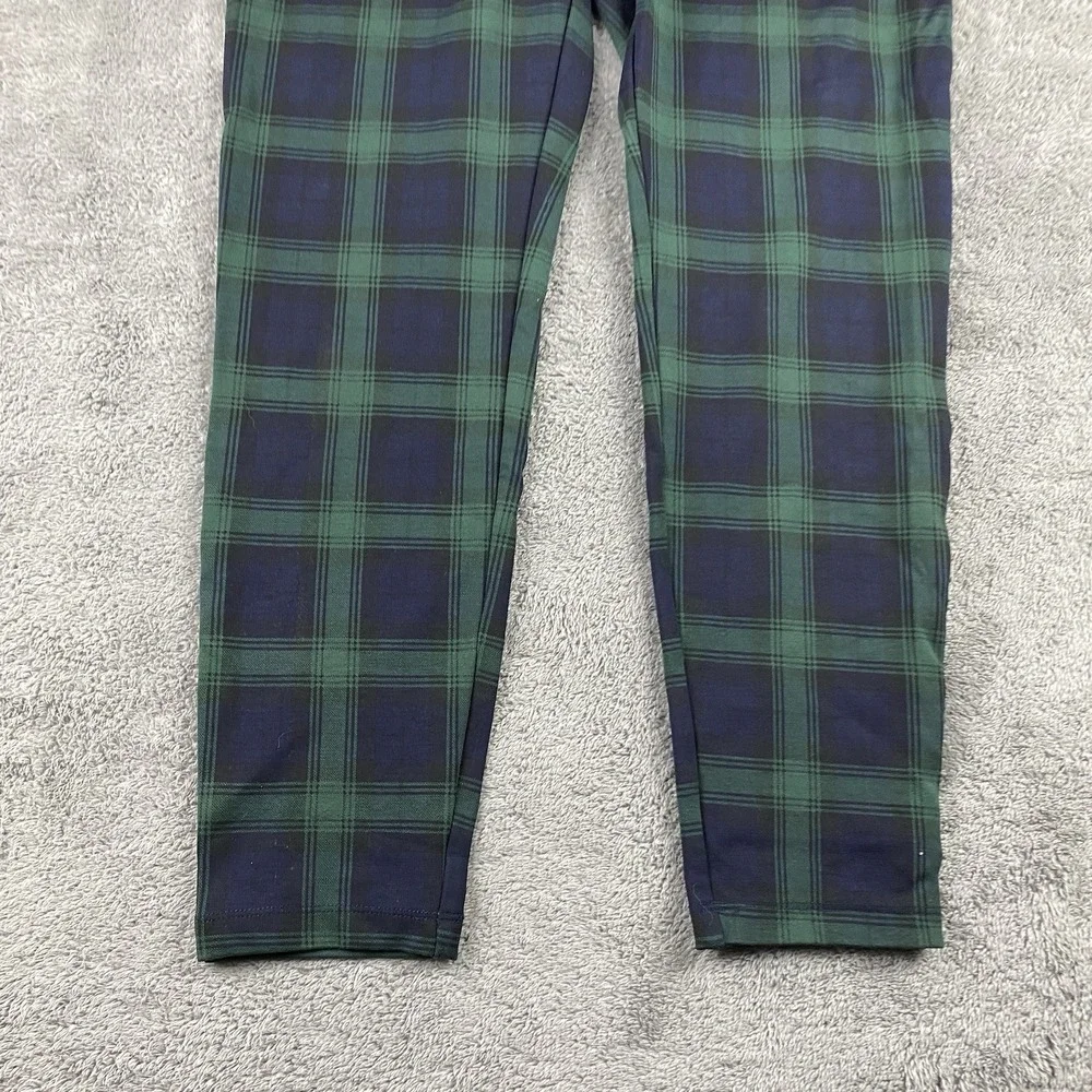 Loft Petites Legging Crop Pants Womens Large‎ Green Blue Plaid Pull On
